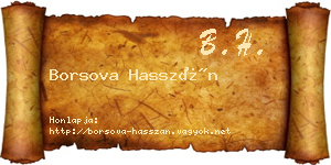 Borsova Hasszán névjegykártya